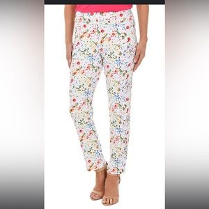 Krazy Larry Abstract splatter paint pull on ankle pants size 10